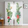 Watercolor Tropical Plants Tulle Window Curtains for Living Room Yarn Sheer Voile Curtain for Bedroom Kitchen Drape Decor