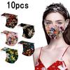 10PC Flower Print for Face Mask Disposable Earloop Mask