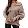 Women's Fashion Casual Solid Color Print Autumn Winter Plus Size Long Sleeve O-Neck Loose Sweaters