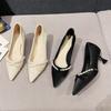 Pearl Chain Single Shoes Femininity Kitten Heels Pointed Head Shallow Mouth Stiletto High Heels Children B318-AR9 Fashion