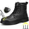 Fashion Waterproof Leather Safety Boots For Men Winter Boots Steel Toe Black Work Boots Indestructible Industrial Safety Shoes Man Shoes