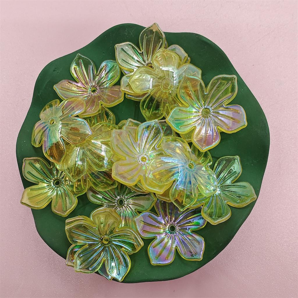 60Pcs Bracelet Necklace Acrylic Beads 22.8mm DIY Handmade For Jewelry Making Loose Spacer Beads Sun Flower Shape