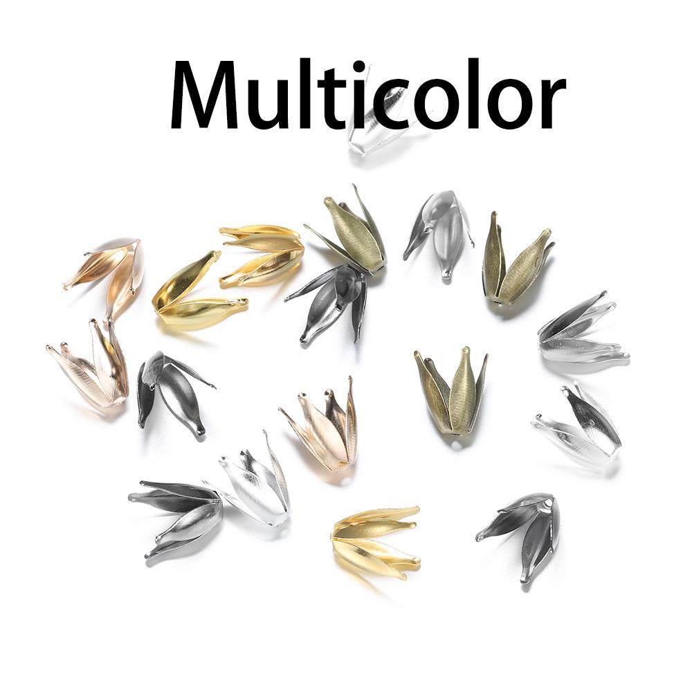100pcs/lot Silve Gold Flowers Filigree Petal Beads Caps Findings Bulk End Spacer Charms Bead Cap For Jewelry Making DIY Supplies