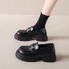 Loafers Women's 2025 New Autumn Platform Retro One-pedal Small Leather Shoes British Style Black Women's Single Shoes