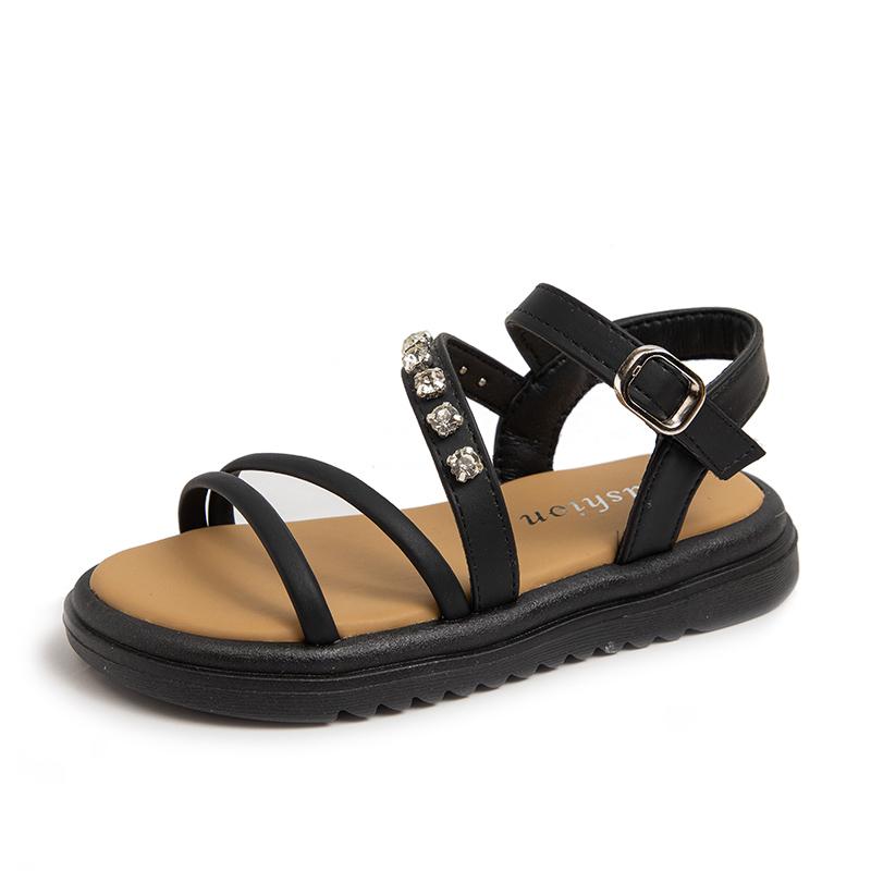 Girls Summer Beach Shoes Kids Princess Rhinestone Sandals Fashion Children Gladiator Sandals Simple Anti-Slippery All Match