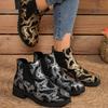 Large Size Printed Martin Boots for Women's Autumn and Winter New European and American Style Chelsea Boots for Women
