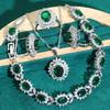 European and N Ladies Platinum Inlay Green Crystal Jewelry Fashion Party Wedding Ladies Wedding Jewelry Set