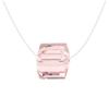 [R1917] - Pink 'Sissi' Silver Necklace (rhodium) - Crystal Cube 10mm