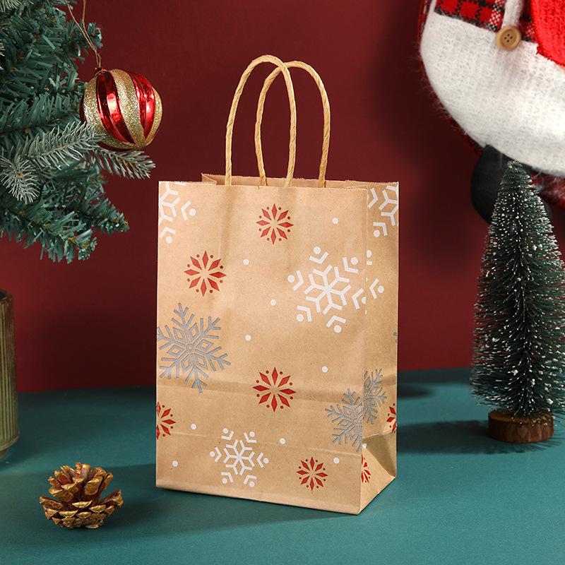 5pcs Kraft Paper Gift Bags Merry Christmas Candy Cookie Packaging Bag Boxes Natal Kids Favors 2026 New Year Party Decoration