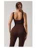 Seamless Ribbed Fitness Jumpsuit with Chest Pad