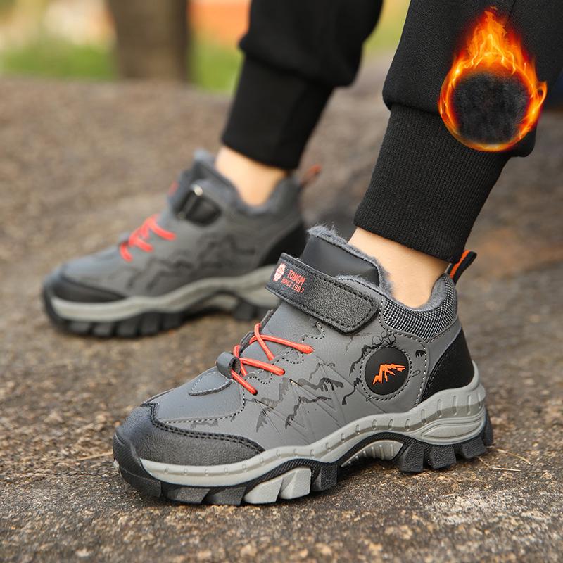 30-40 Children's Winter Large Fashion Outdoor Velcro with Velvet Warm Sports Shoes Cotton Shoes Snow Boots