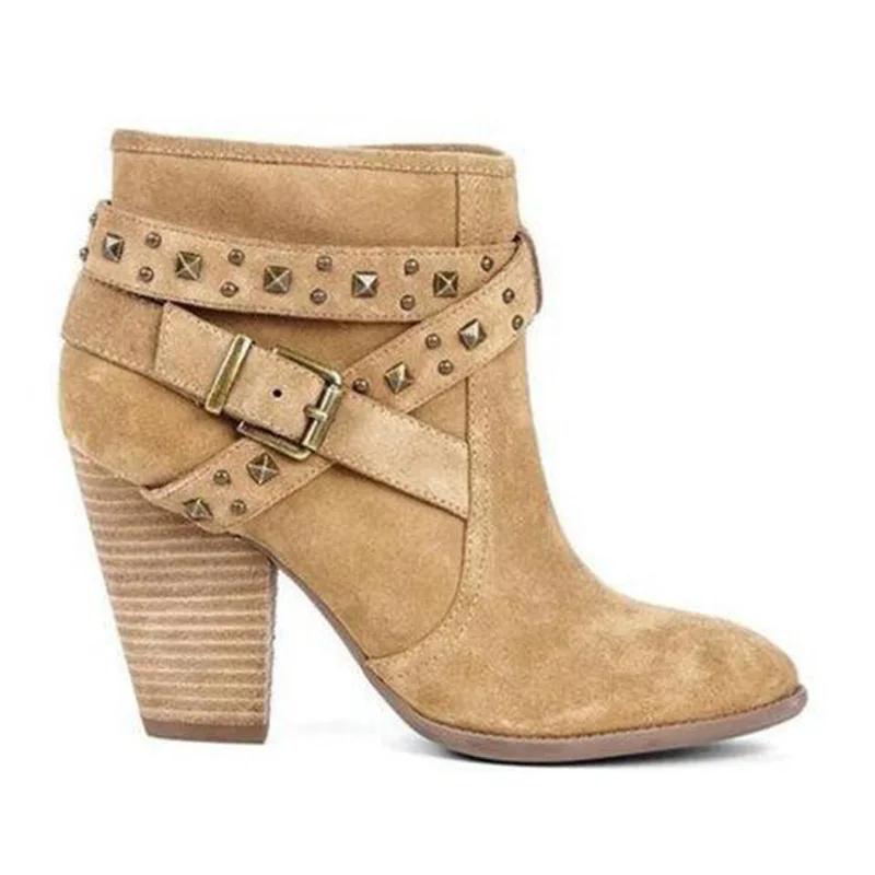 Autumn Winter Women Boots Zipper Rivet  Suede Women Winter Boots Cotton Ankle  Women's Shoes Round Toe Shoes 2024