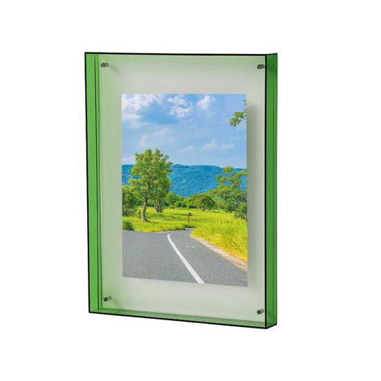 Floating Photo Frame Horizontal Vertical Neon Acrylic Home Gallery Office Wall Mount Desktop Standing Decorative Picture Poster Display Frame