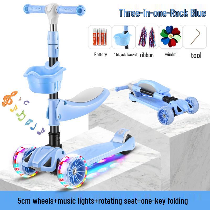 Foldable Children's Scooter with Seat for Ages 2-9