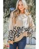 Azura Exchange Leopard Patchwork Knitted Puff Sleeve Sweater