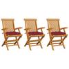 Day and Night - Day and Night Garden Chairs 3 Units Teak Wood with Red Cushions