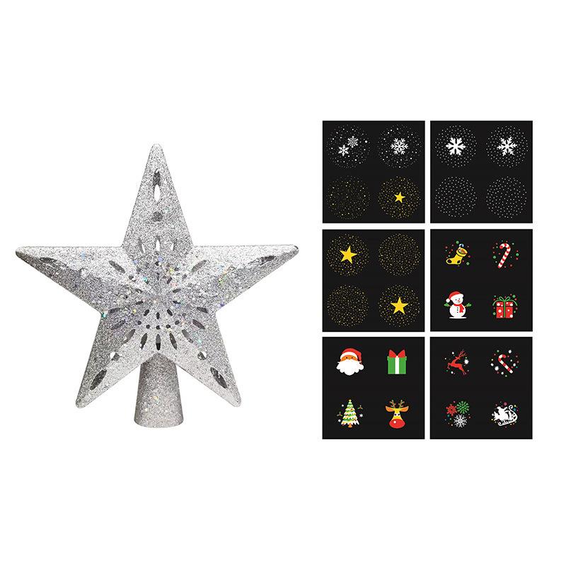 3D Glitter Projection Christmas Tree Toppers Snowflake Stars Party Decor New Xmas Tree Lighting