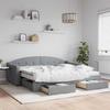 VidaXL Daybed with Trundle and Drawers, Sofa Bed with Storage, Guest Bed, Living Room Bedroom Furniture, Modern, Grey 3197566