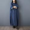 Women Plus Size Dress Solid Fashion Casual Denim Basic Long Dress Cotton Vintage Loose Blue Clothing