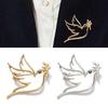 Hollow Carved Peace Dove And Olive Branch Pin Vintage Style Alloy Vintage Alloy Dove Pin Accessory For Formal Outfits