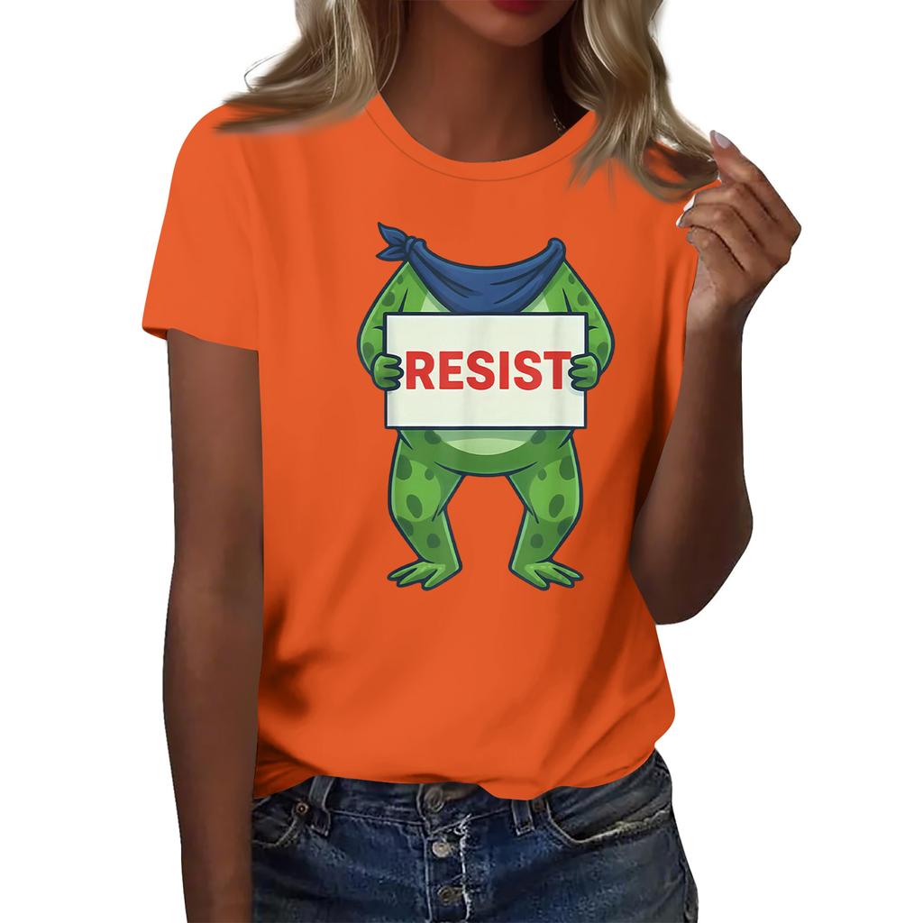 Women's Printed Round Neck Short Sleeve Top