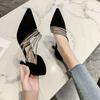 Fashion Women Sexy Rhinestone Pumps Female Fashion Luxury Pointed Toe Pumps Thin Heeled Wedding Shoes Spring Summer High Heels Sandals