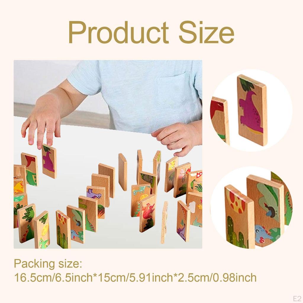 Dinosaur Dominoes Matching Game Developmental Early Education Wooden Puzzle Toy Picture for