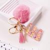 1PC Keyring Colourful A-Z Gift Tassel Key Accessory Alloy Fluffy Keychain Initial Pendant For Bags Backpacks Glitter