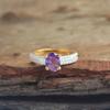 Amethyst Zircon Yellow Gold Plated Ring 100% 925 Sterling Silver Jewelry Birthstone Ring