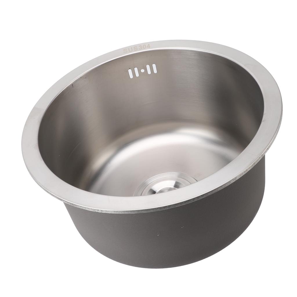 Kitchen Sink 304 Stainless Steel Brushed Single Bowl Rust Proof Round Sink for Home Bar 36cm