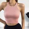 New Vintage Vest Halter Women's Solid Color Halter Sleeveless Knit Short Crop Narrow Shoulder Bottom Top