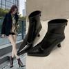 Women Slim Ankle Boots Fashion Elegant Pointed Toe Soft Leather Shoes Thin High Heel Autumn Winter  Morder Short Booties
