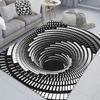 Trap Effect Vortex Illusion Rug Bottomless Hole Carpet Geometric Black White Grid Bedroom Living Room Anti Slip Floor Mats