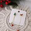 1pc Elegant Cute Style Christmas Earrings Climbing Santa Claus Design Colorful Unique Asymmetrical Long Tassel Earrings Fashion Festival Party Gift