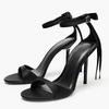 Fashion Black Narrow Band Bow Brand High Heel Sandals Women Summer Sexy Open Toe Thin Heel Designer Shoes Elegant Nightclub Dress Shoes