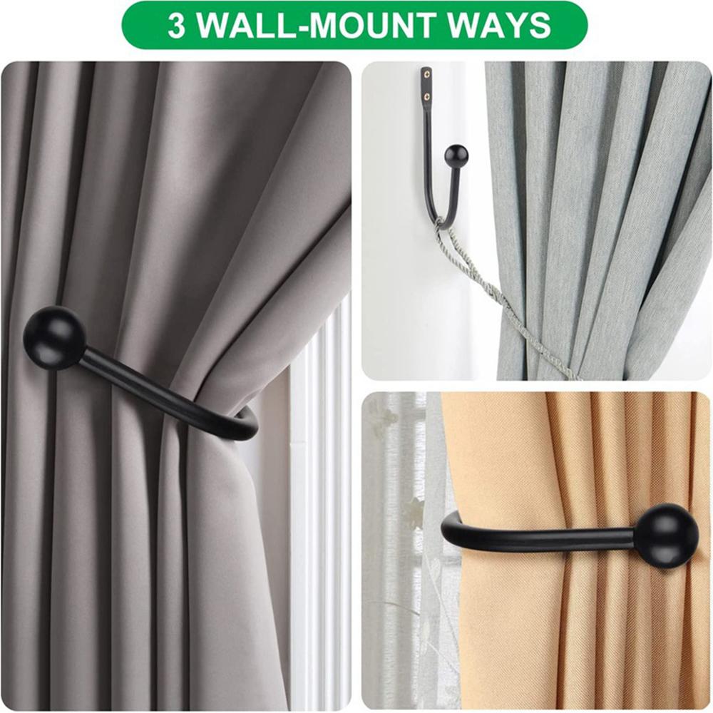 Black Curtain Holdbacks with Mounting Screws For Living Room Bedroom Bathroom