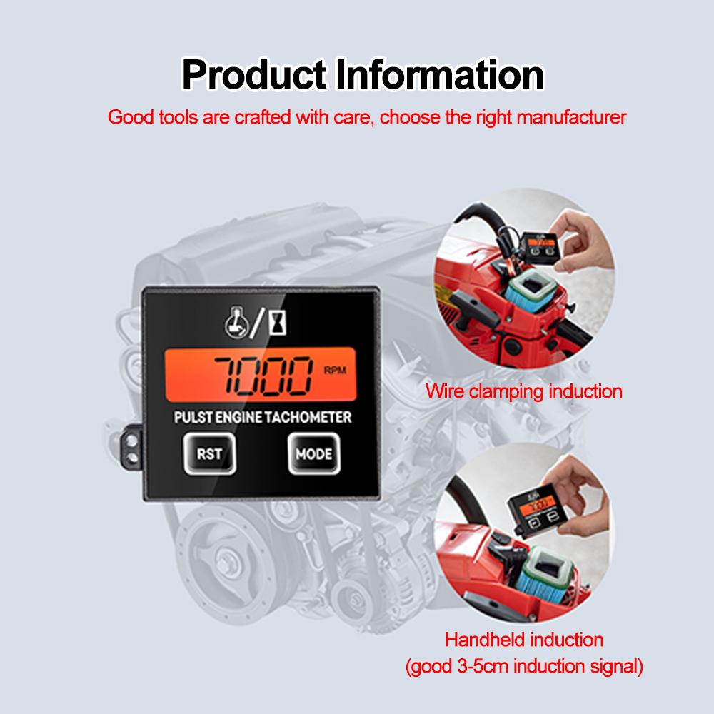 Kebidumei Tachometer Hour Meter Digital Display for Chainsaw Lawnmover Motorcycle Digital Board Hour Counter Battery Replaceable