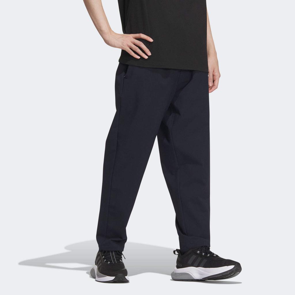 Adidas Solid Color Elastic Waist Straight Fit Casual Pants Men Bottoms Navy-Blue IV7590