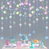 Laser Mirror Paper Star Dot Garland For Wedding Kids Mermaid Birthday Party Decoration Baby Shower Christmas Hanging Banner