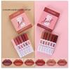 6pcs/set Matte Lip Glaze Easy To Color Without Sticky Cup Lip Gloss Lipstick Set