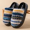 Thick-bottomed Cotton Slippers Autumn and Winter Indoor Home Fleece Warm Couple Three-color Splicing Plush Slippers