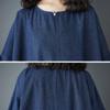 Women Plus Size Dress Solid Fashion Casual Denim Basic Long Dress Cotton Vintage Loose Blue Clothing
