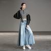 High Waist Wide Leg Pants Women Spring and Autumn Skirt Pants Denim Trousers
