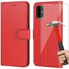 Case - BOOLING - for Samsung A51 - Red Leather Effect - 360° Protection - Viewing Stand