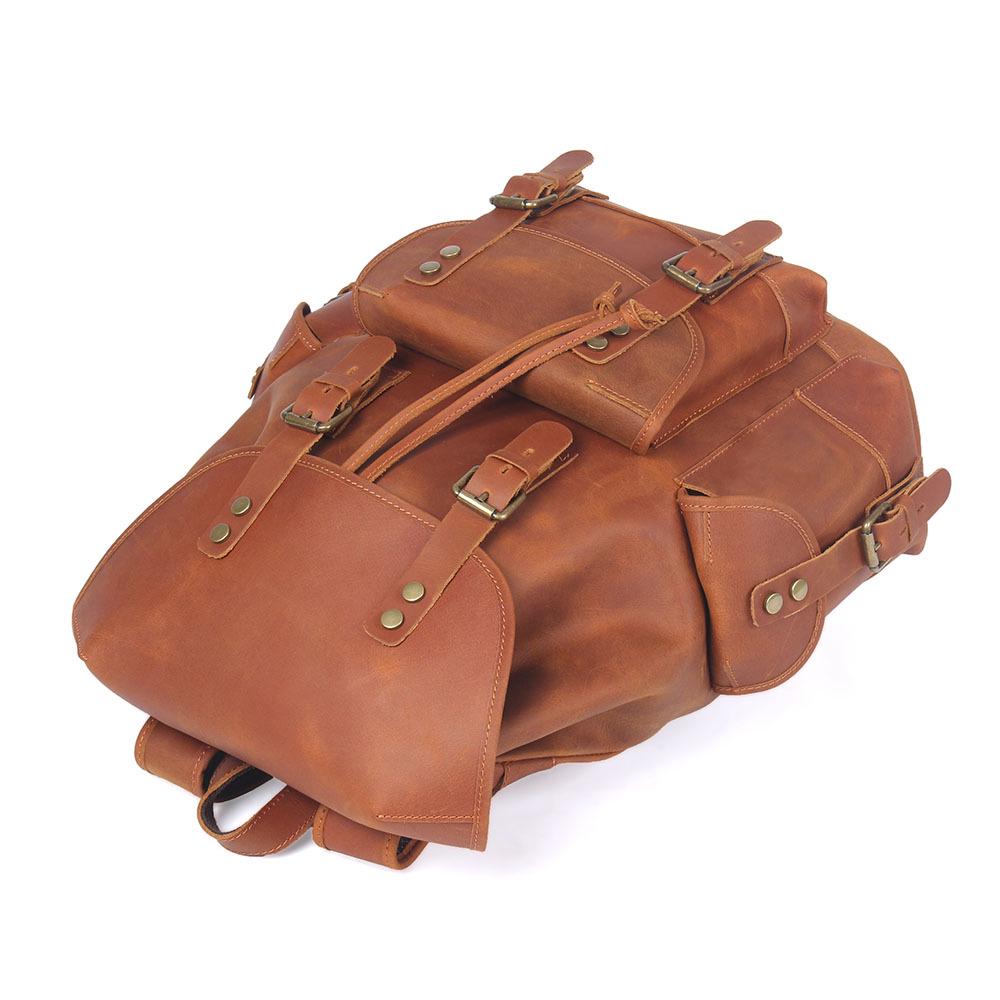 Retro Men's Large Capacity Genuine Leather Cowhide Backpack - Crazy Horse Travel & Motorcycle Bag
