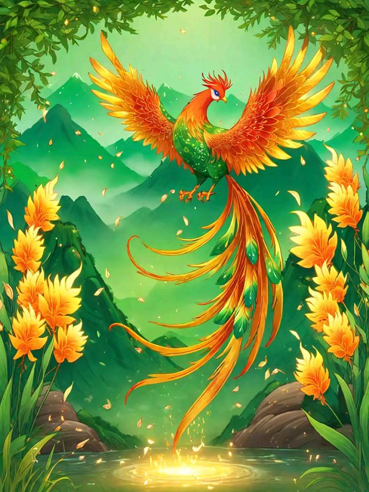 5d Diy Full Round Square Diamond Painting Phoenix Set Flower Animal Mosaic Embroidery Cross Embroidery Home Decoration Gift