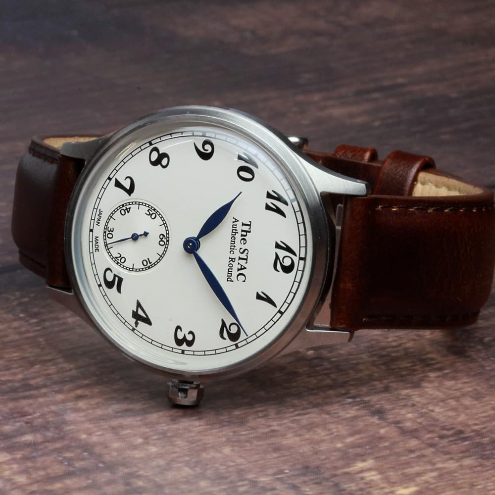 The STAC Made In Japan Domestic Watch 36mm Classic Retro Unisex White Brown Leather [The Stack] Men's Women's ST-AR002