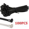 100Pcs Black White Releasable Nylon Self-locking Zip Ties Wrap Strap Cable Tie Wire Binding
