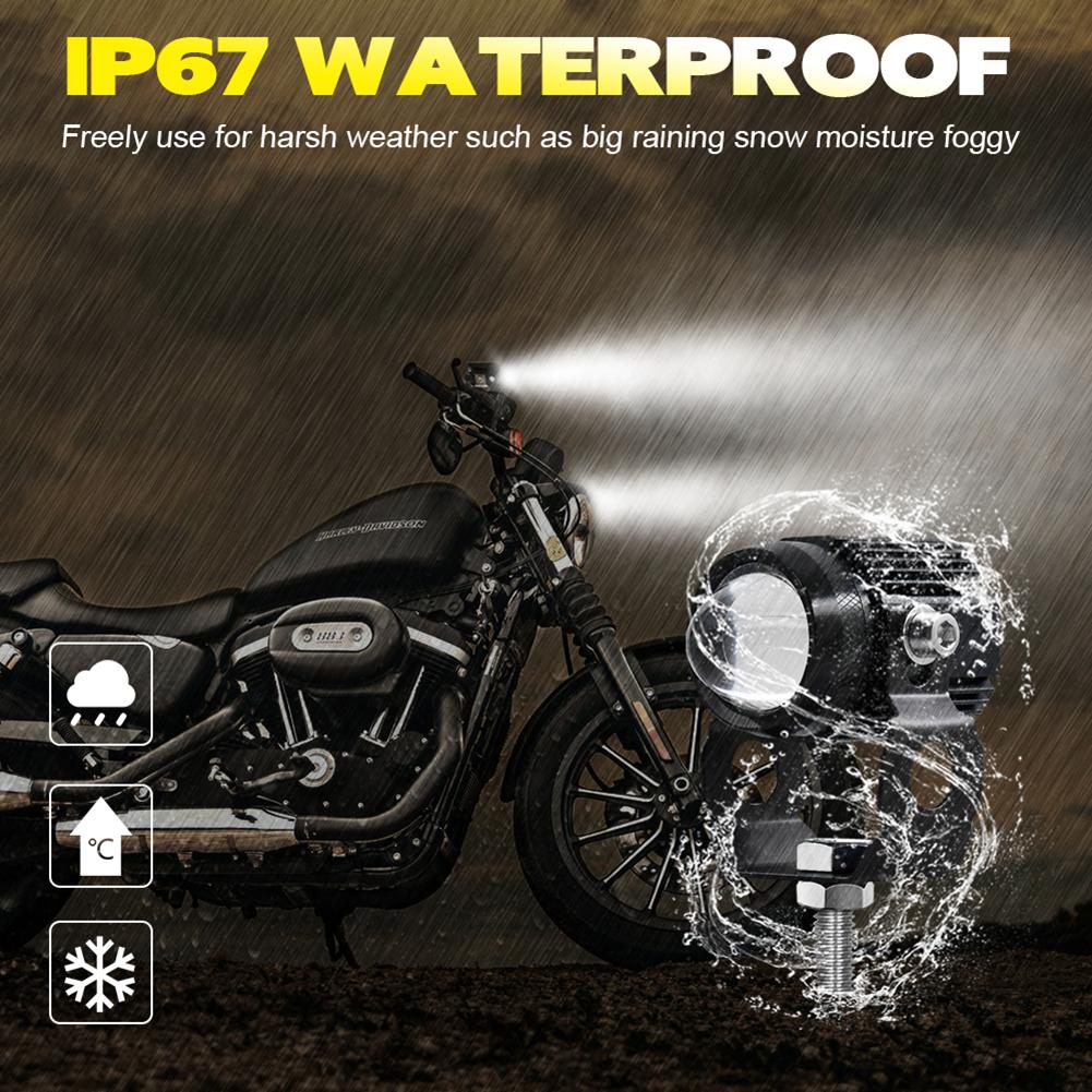 Automobile LED Spotlight Dual Color LED Lens 60W High/Low Beam Headlight Running Light Auxiliary Car Fog Light 12-24V