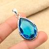 Awesome Blue Topaz Gemstone Handmade 925 Solis Sterling Silver Jewelry Pendant For Women